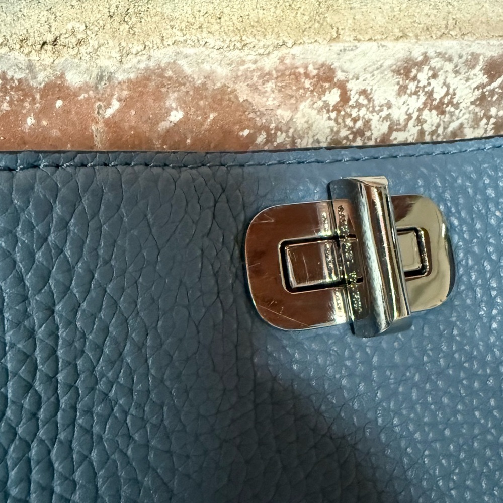 Michael Kors EUC++ Sullivan Blue Pebbled Leather Crossbody Shoulder Bag - Picture 11 of 13